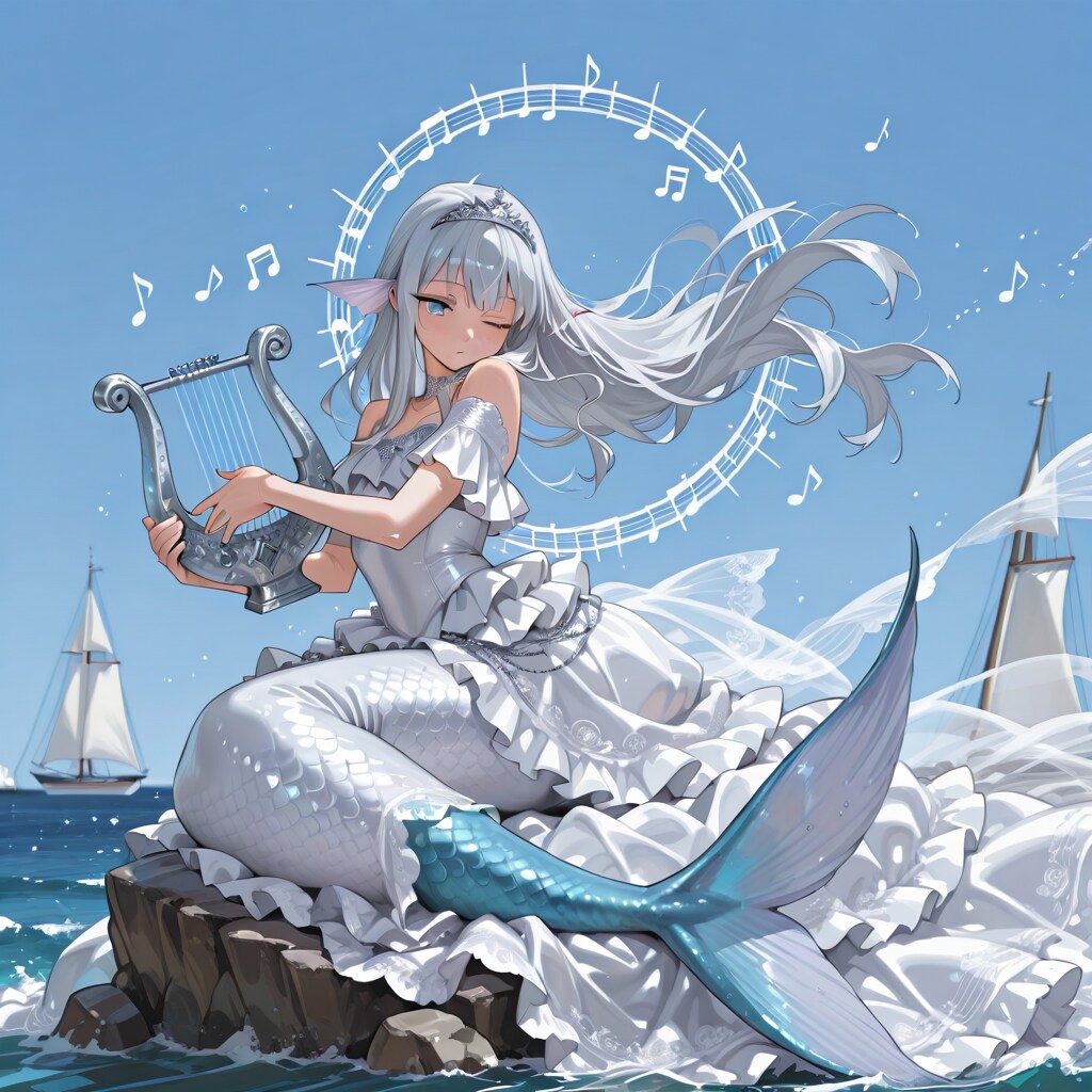 竪琴を弾く人魚姫