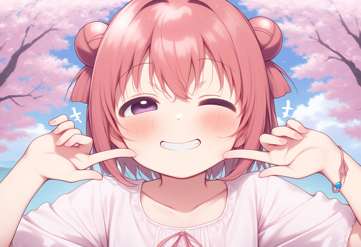 V4フル版　ゆるゆり　赤座あかり　指で頬をつつく