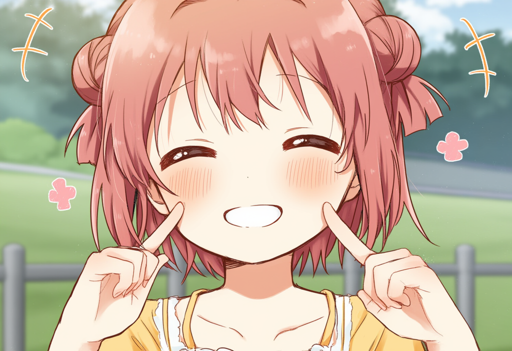 V4フル版　ゆるゆり　赤座あかり　指で頬をつつく