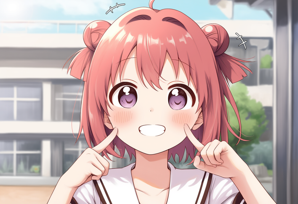V4フル版　ゆるゆり　赤座あかり　指で頬をつつく