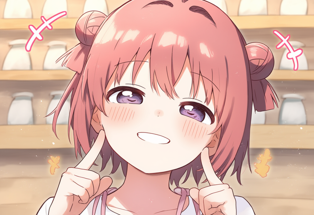 V4フル版　ゆるゆり　赤座あかり　指で頬をつつく