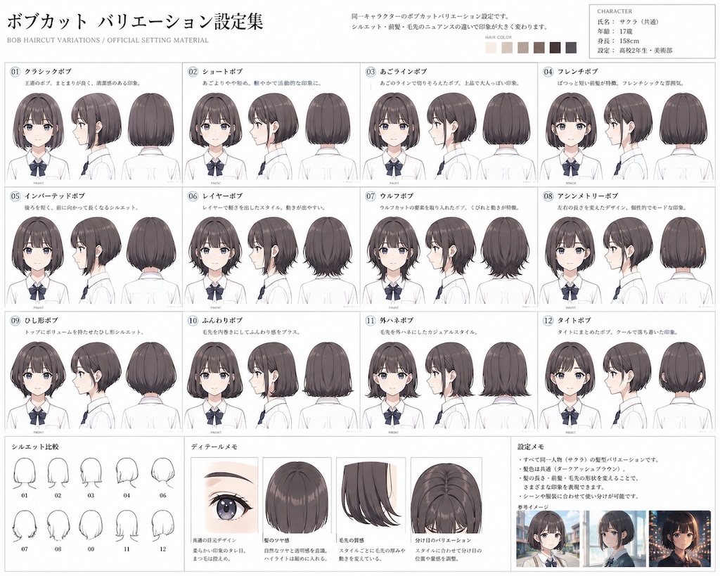 ボブカット バリエーション