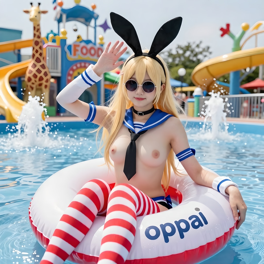 プールのウサギ娘