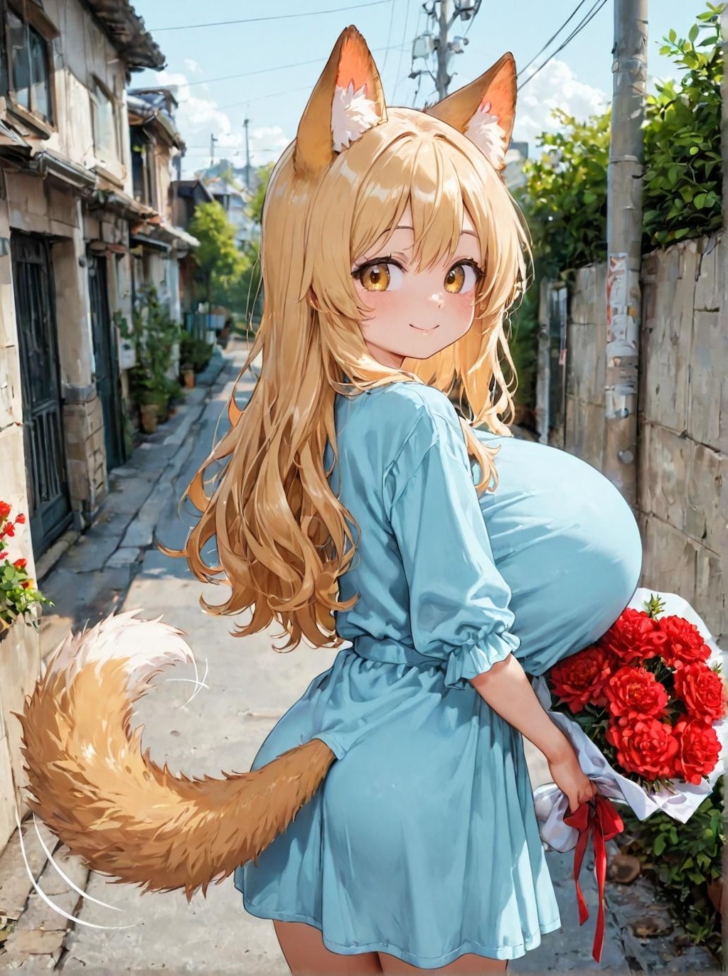 ケモ耳娘達の花束プレゼント