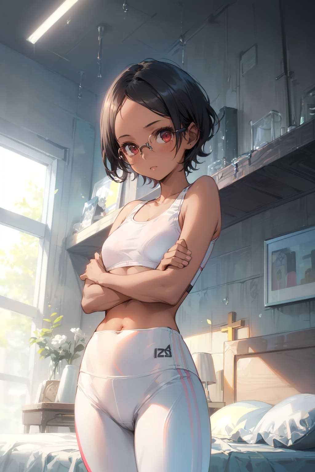 スポーツウェアの眼鏡っ娘