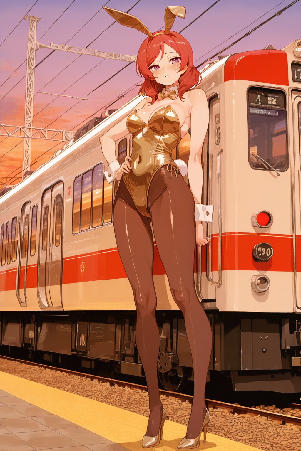 金色バニーの真姫まーと海辺の駅(ちちぷい版)