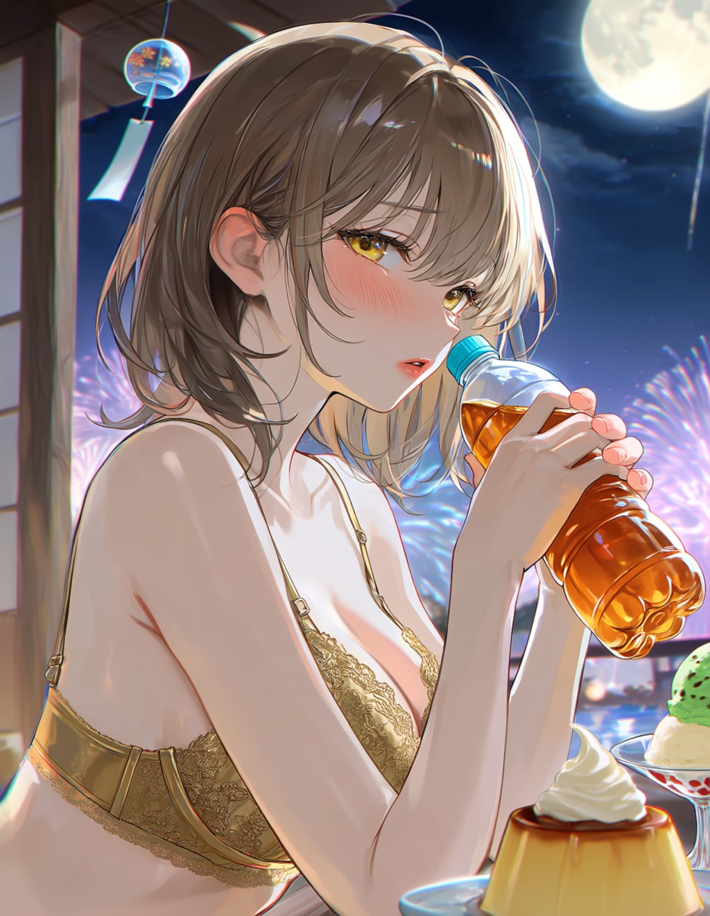 金色下着の少女(PixAI版)