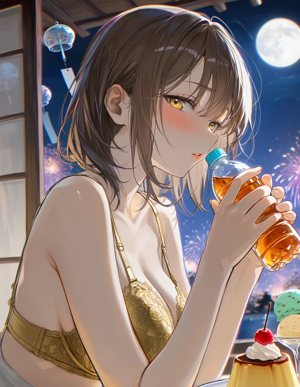 金色下着の少女(PixAI版)