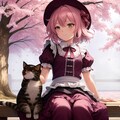 花見の猫と少女 4枚目