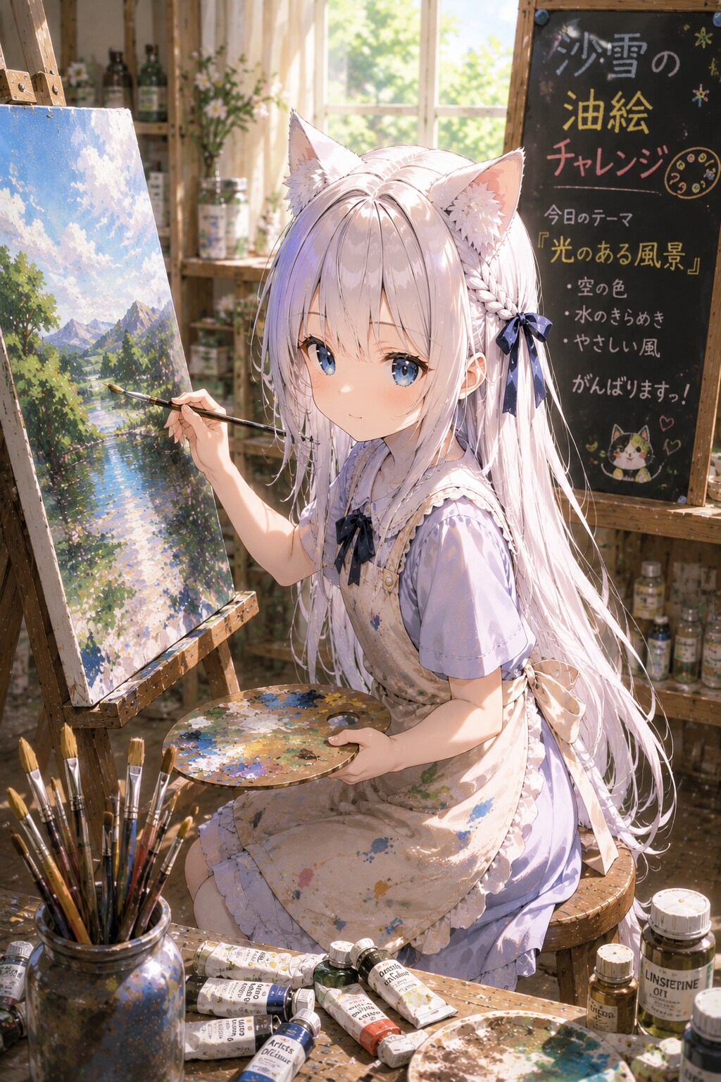 沙雪の油絵チャレンジ！ | の人気AIイラスト・グラビア