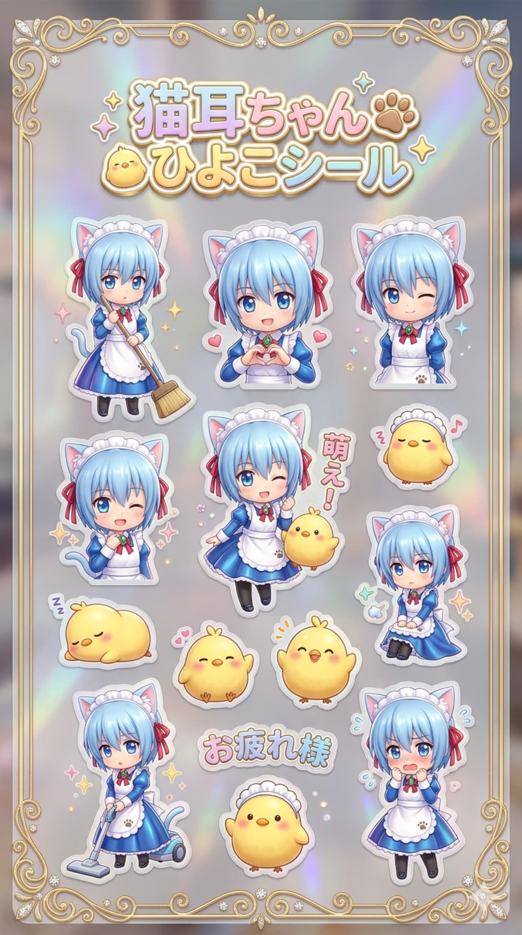 猫耳ちゃん&ひよこシール