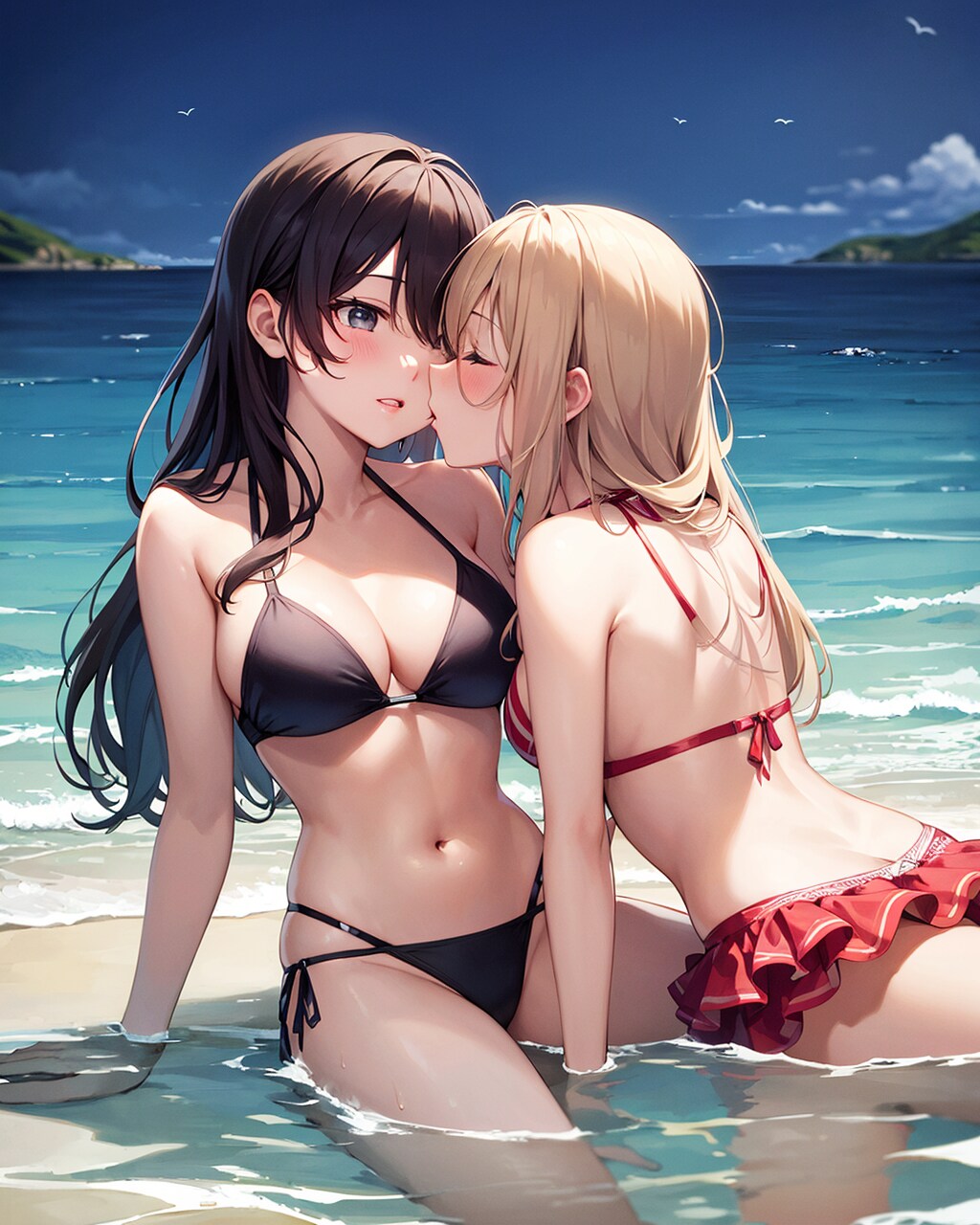 夏の海とユリ
