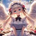 アクリルアニメ風、薔薇と天使メイド魔法少女コスプレ金髪人妻 6枚目