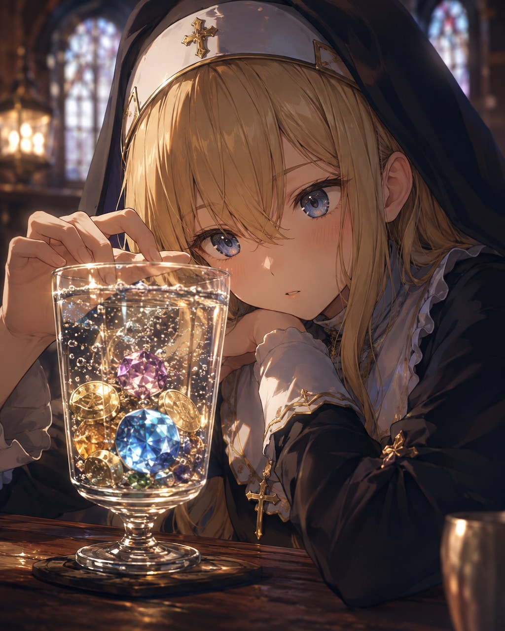 金髪　宝石