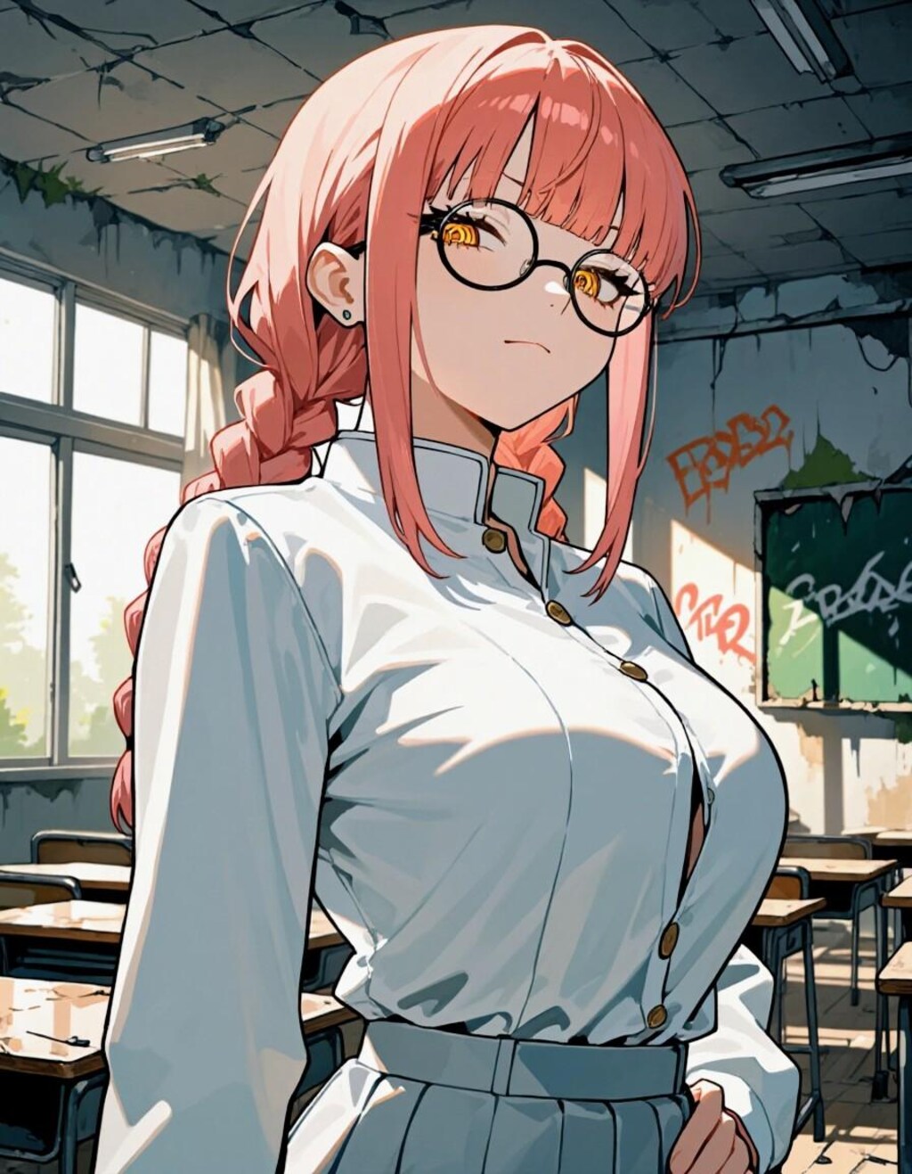 白学ラン三つ編みメガネ👓️お姉やん