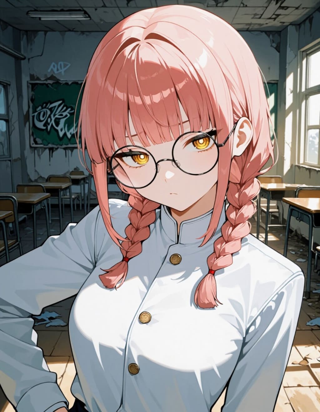 白学ラン三つ編みメガネ👓️お姉やん