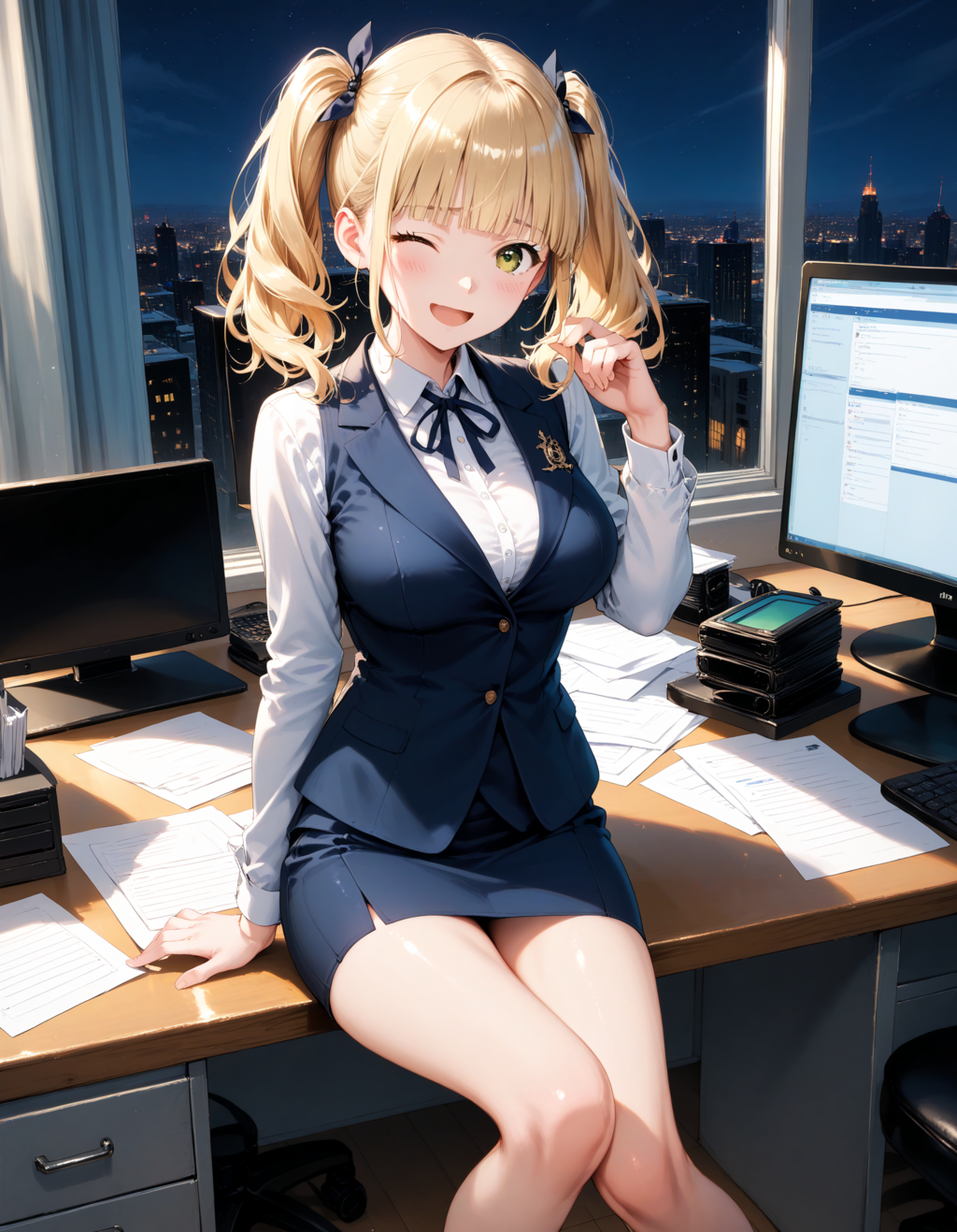 金髪ツインテOL