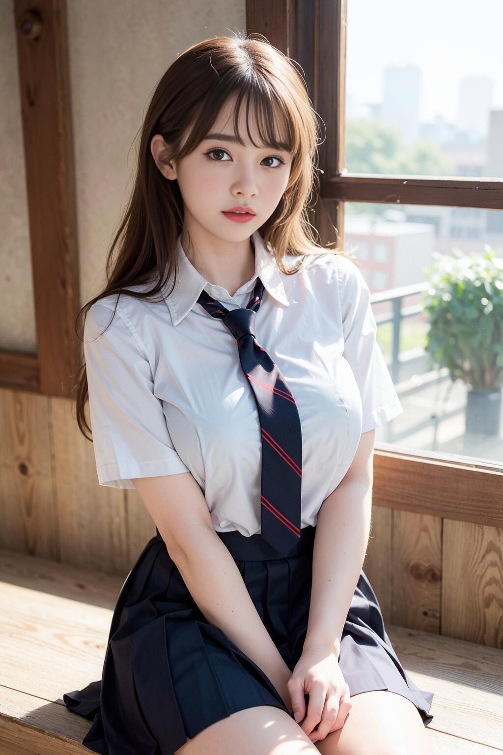 【5枚】巨乳JKの制服日常