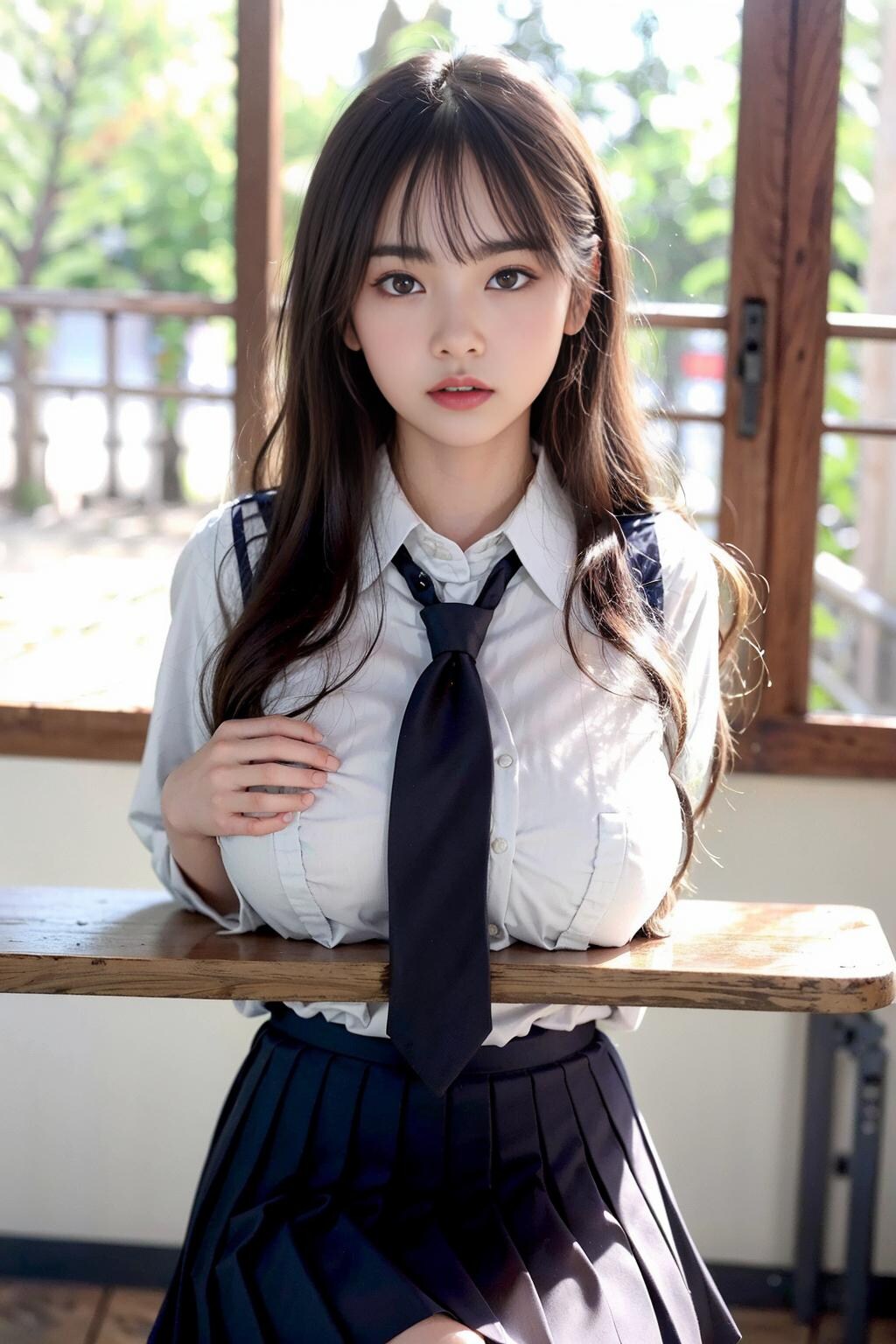 【5枚】巨乳JKの制服日常