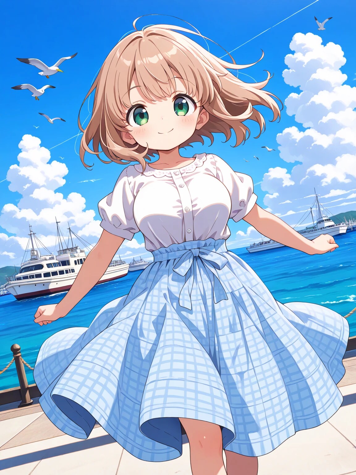 港を散歩するこはるちゃん