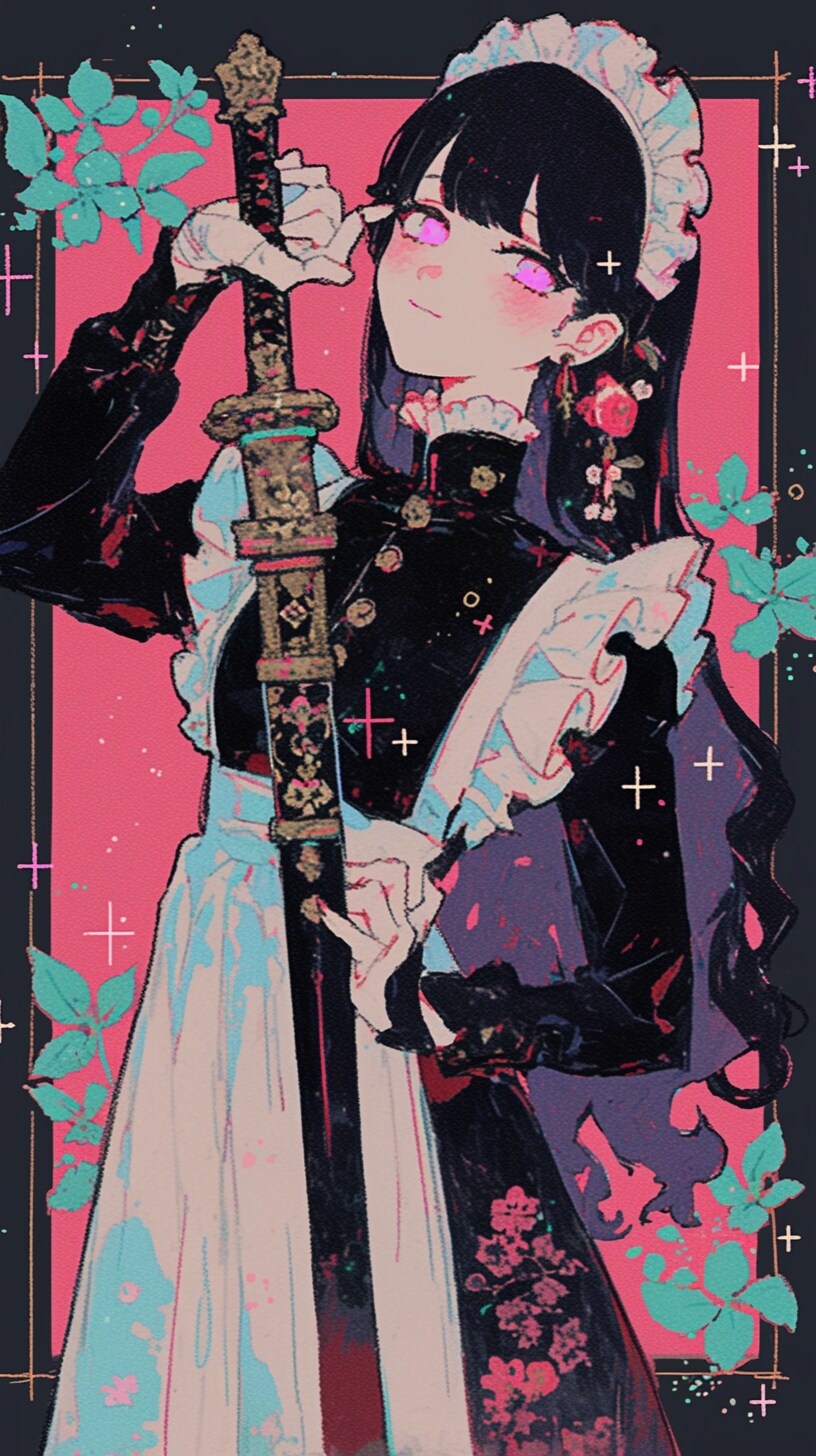 剣を持つメイドさん