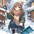 働く女子高生（雪かき） 6枚目