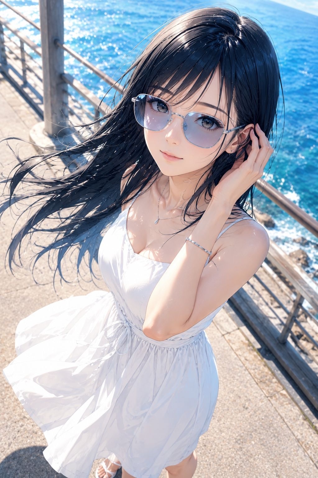 黒髪ロング サングラス2
