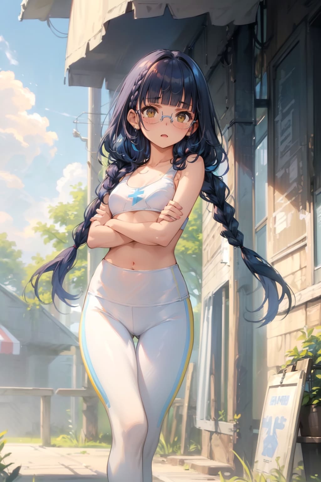 スポーツウェアの眼鏡っ娘