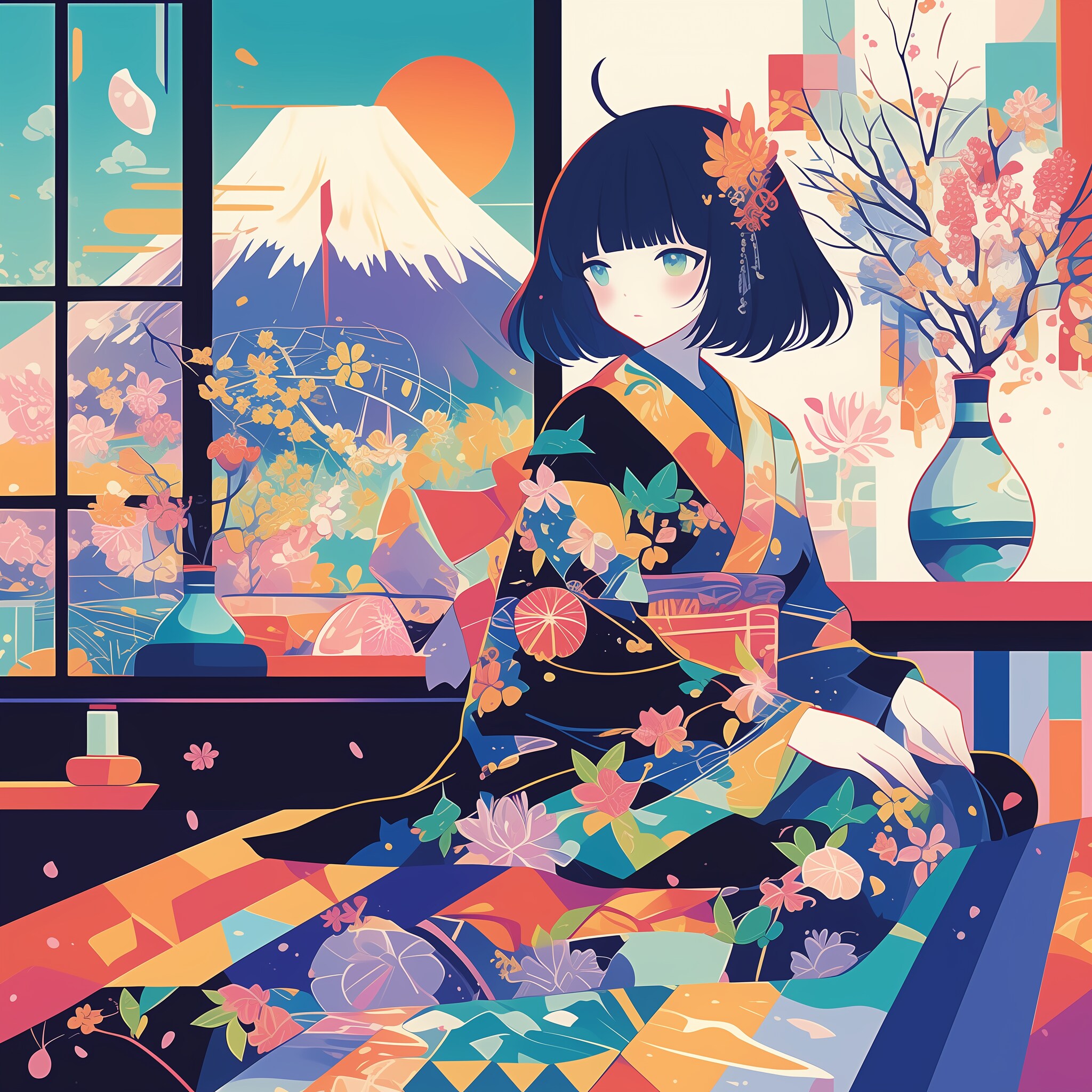 花と富士 | の人気AIイラスト・グラビア