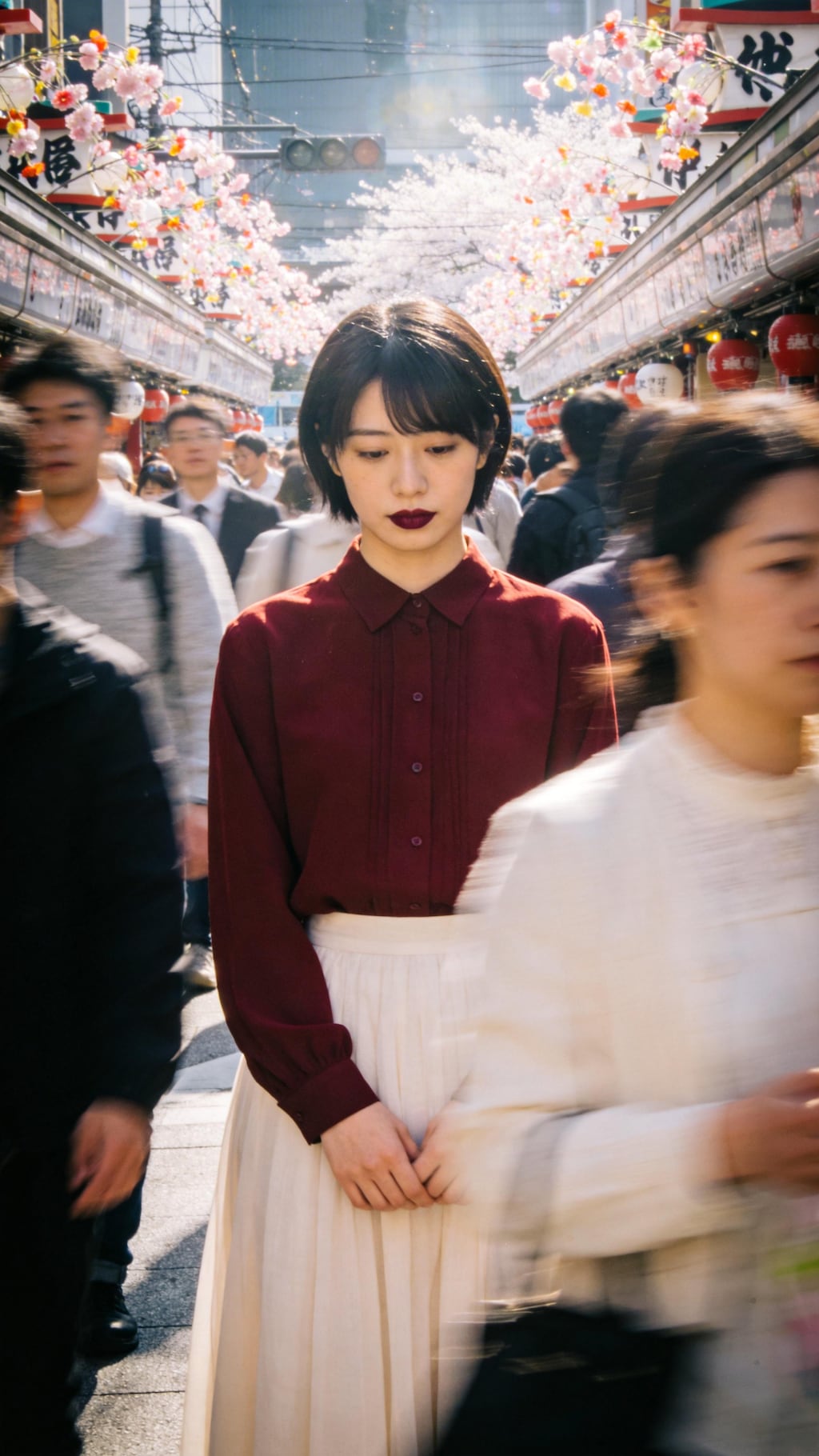 Crimson Petals at the Window