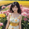 輝く笑顔と綺麗な花の共演 4枚目
