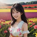 輝く笑顔と綺麗な花の共演 2枚目