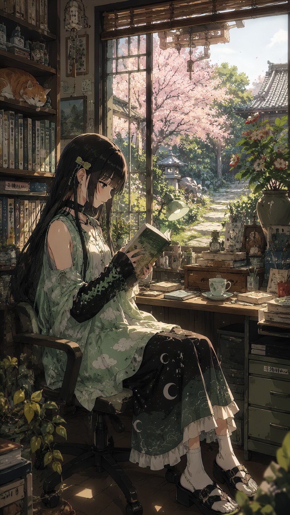 静かな春の日の読書タイム