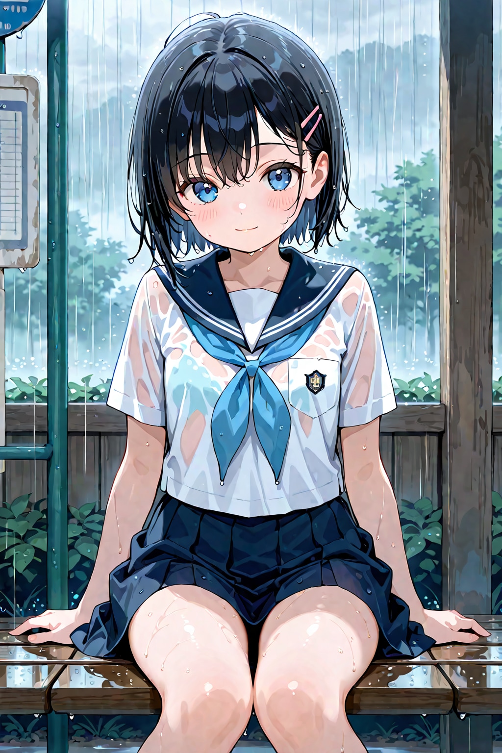 雨のバス停で出会った少女(R-15)