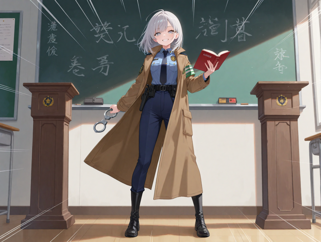 警察学校の教壇に立つセラちゃん