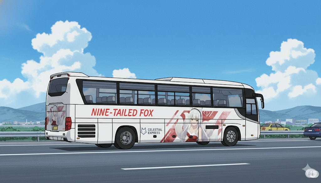 【架空ラッピングバス】九尾の狐ラッピングバス（イラストVer） | の人気AIイラスト・グラビア