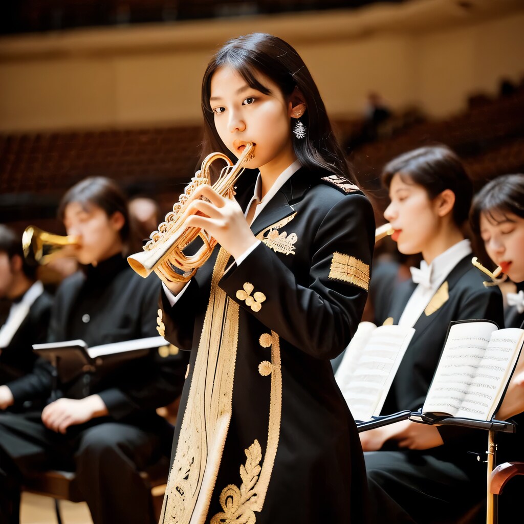 黒髪ロングでブラスバンドの美女５２