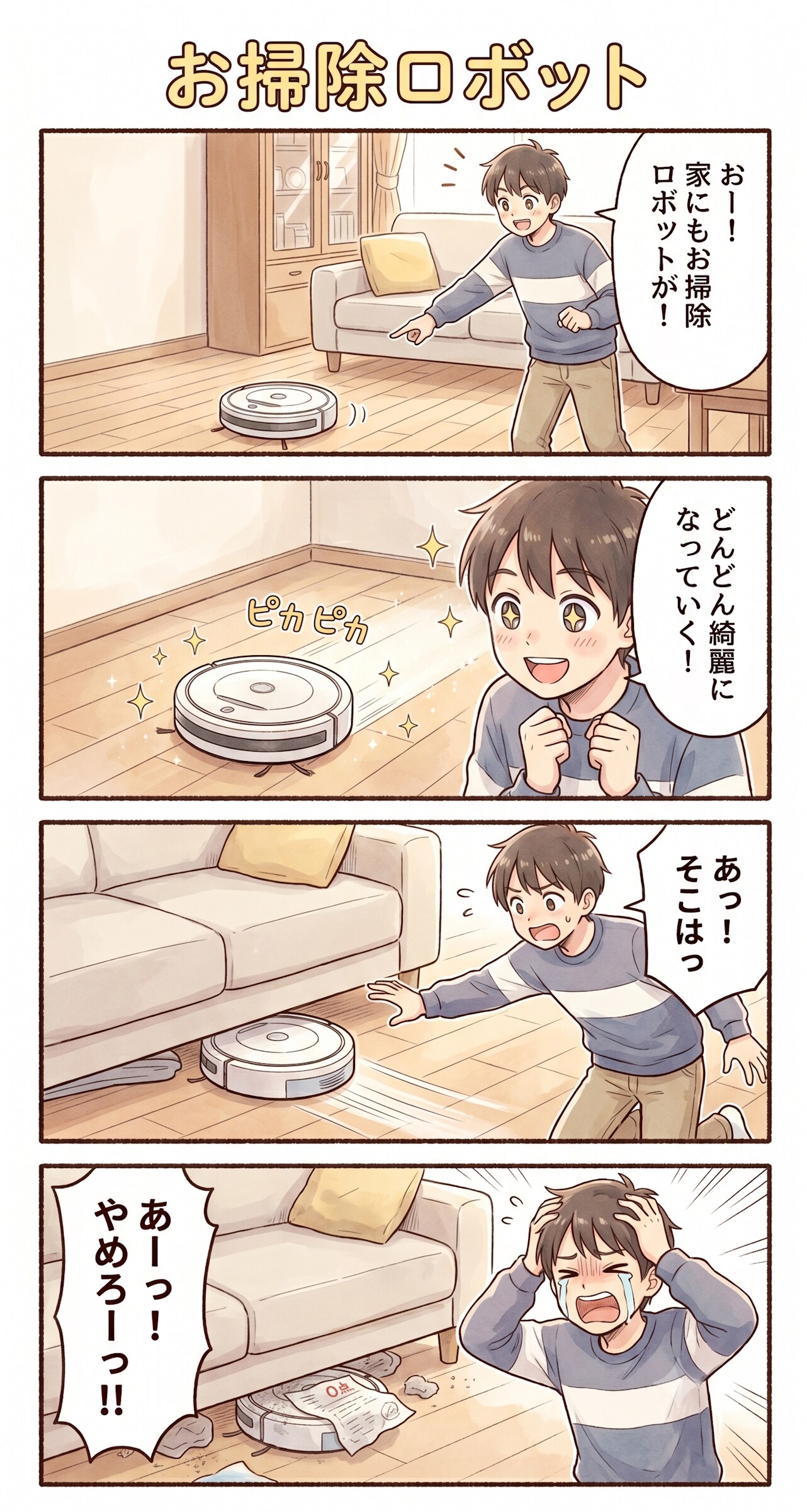 #21 ゆる日常4コマ「お掃除ロボット」