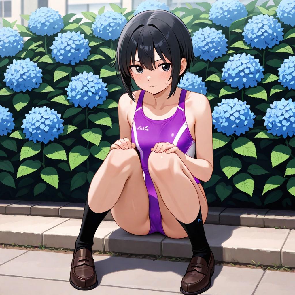 【番外編】紫陽花と競泳水着の少女