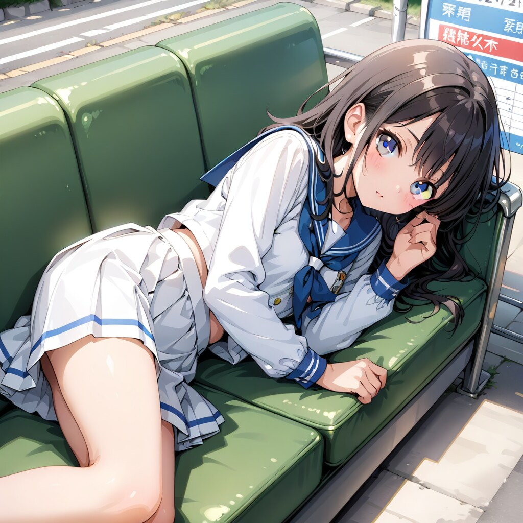 バス停で | の人気AIイラスト・グラビア