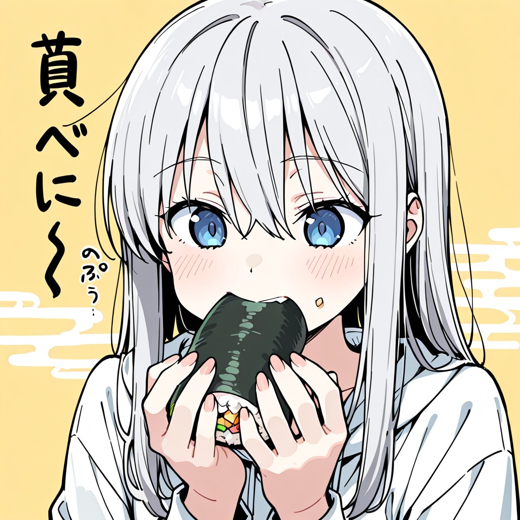 ようやく恵方巻を食べることができた同級生のアリシアさん