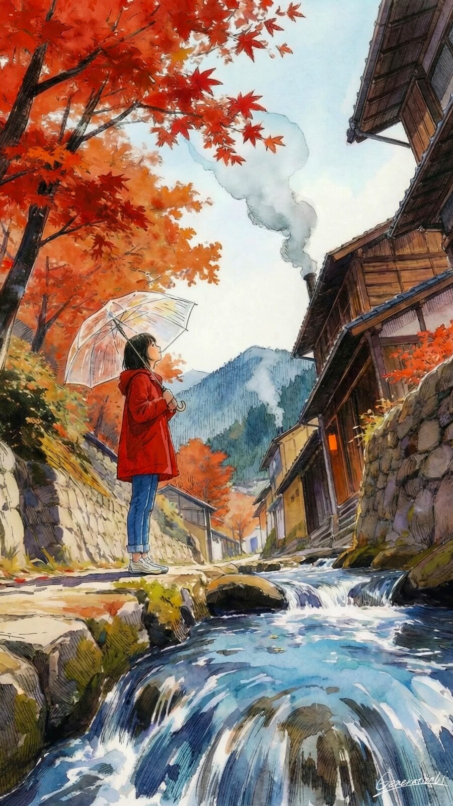 ここだけ時間がゆっくり流れてる／スマホ壁紙アーカイブ | の人気AIイラスト・グラビア