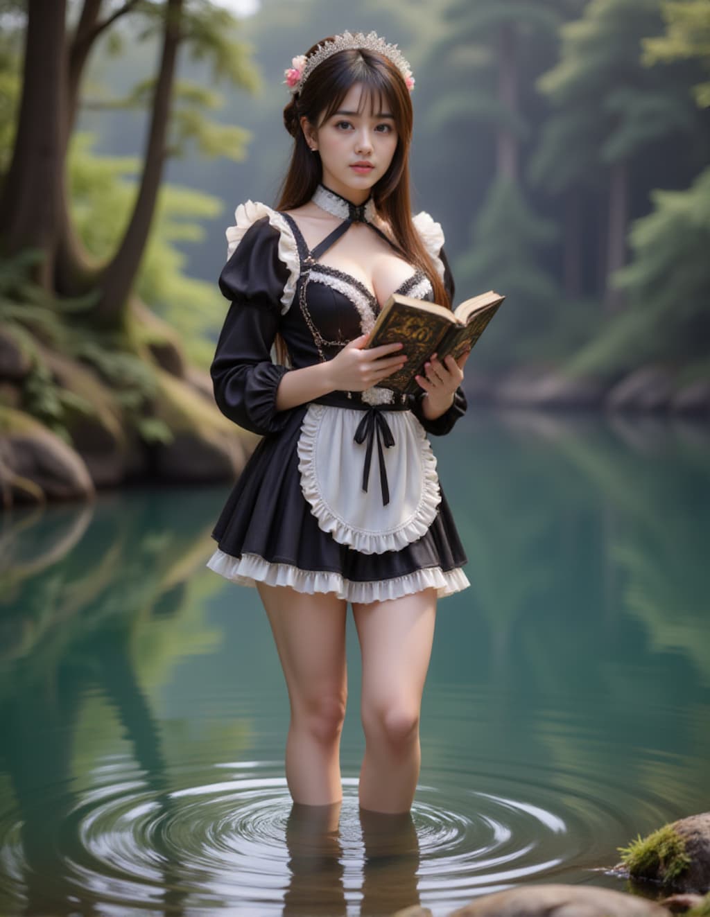 城の森で休暇中のメイド