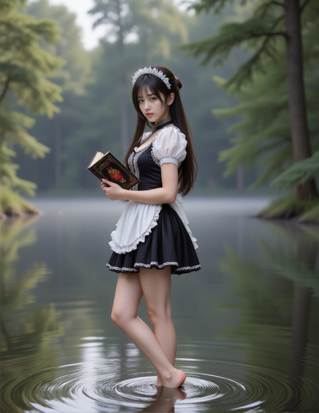 城の森で休暇中のメイド