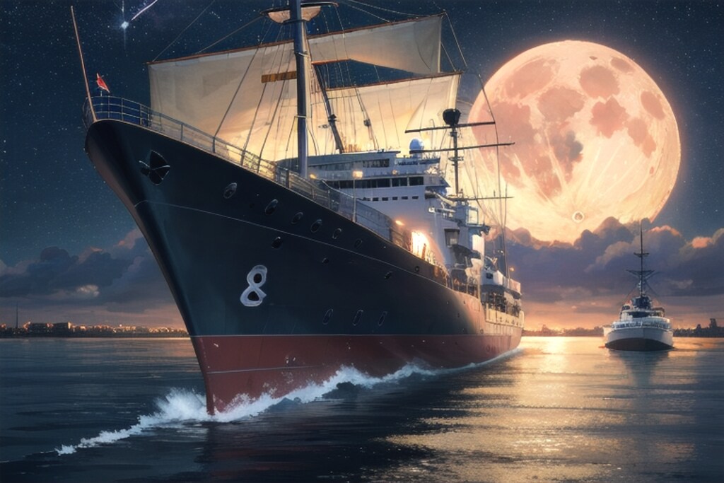 軍艦と月夜