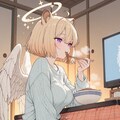 そば食べながらテレビ 2枚目