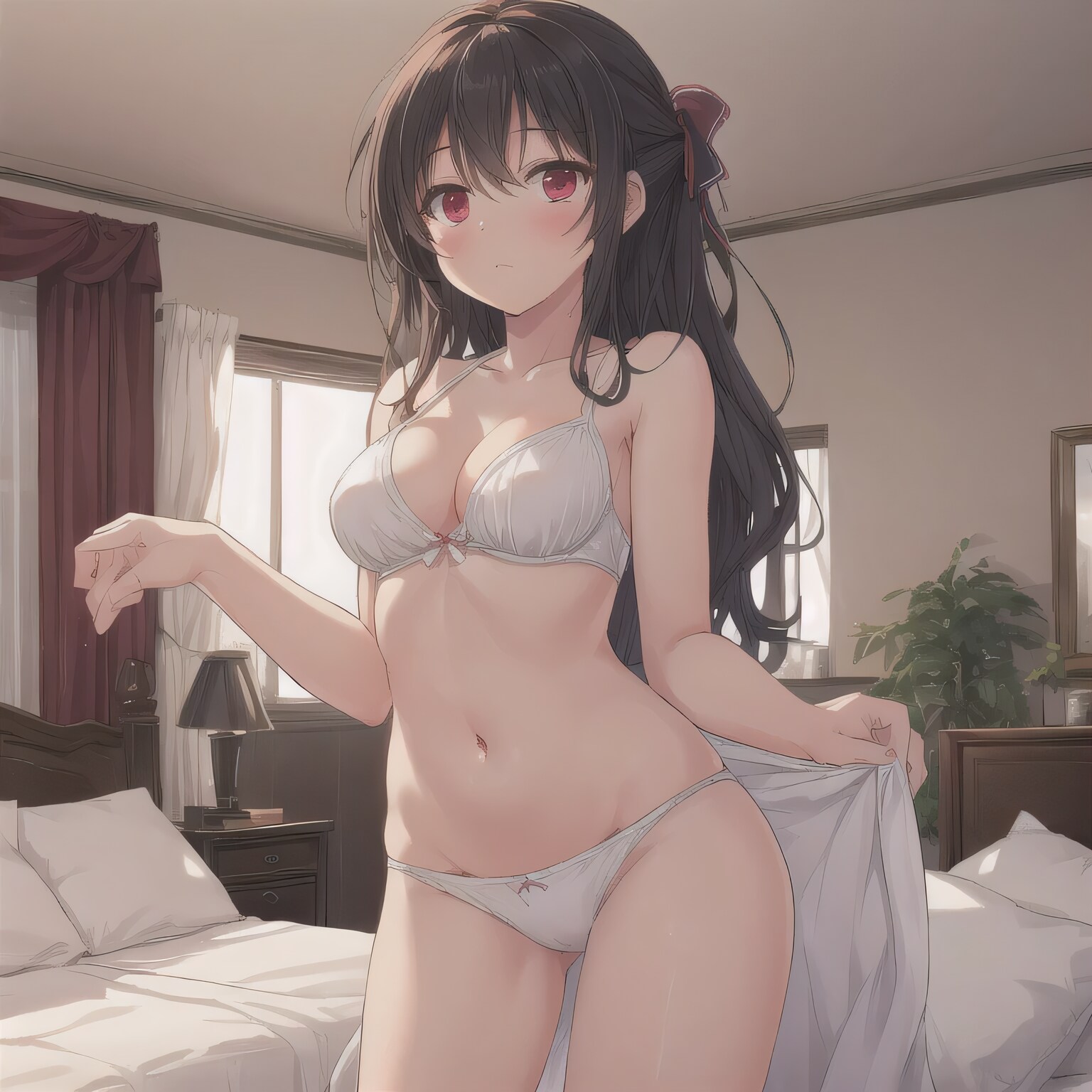 黒髪ロングで下着の少女８１