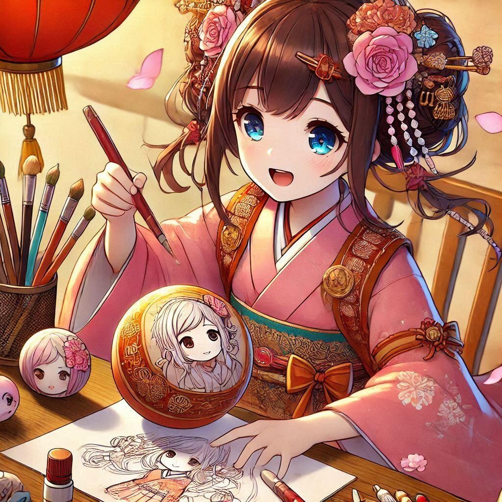 [Dalleさんで]○ートボールを作る女の子[リュートボール]