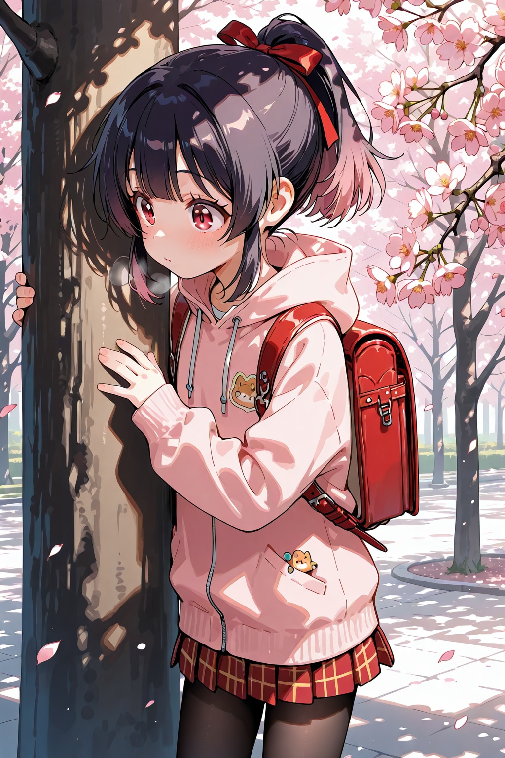 桜並木と少女 | の人気AIイラスト・グラビア