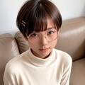 リビングでくつろぐ丸メガネ少女 3枚目